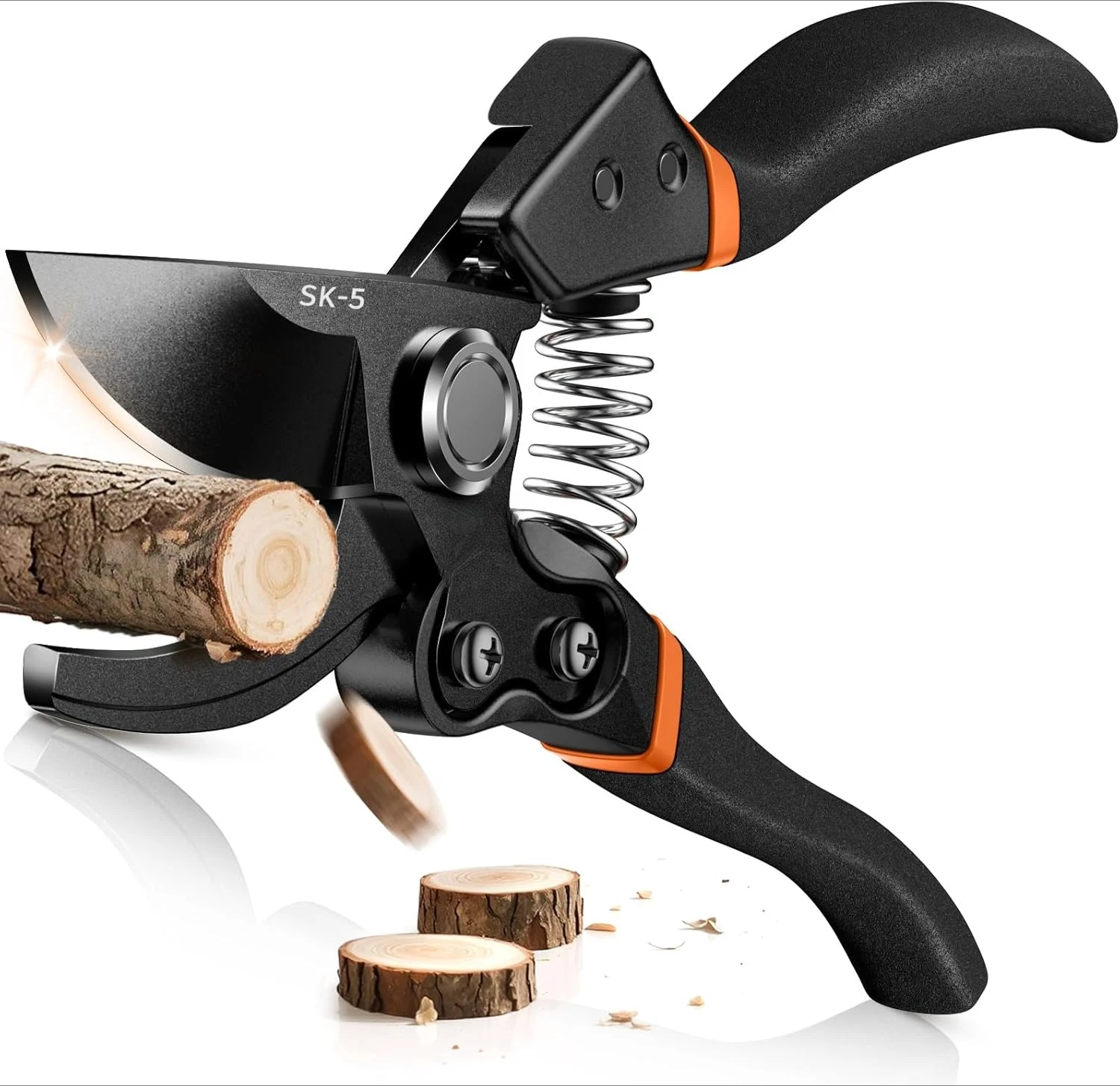 

8.5" Pruning Shears, Titanium Coated Sharp Blade, Labor-Saving Garden Clippers for Branches