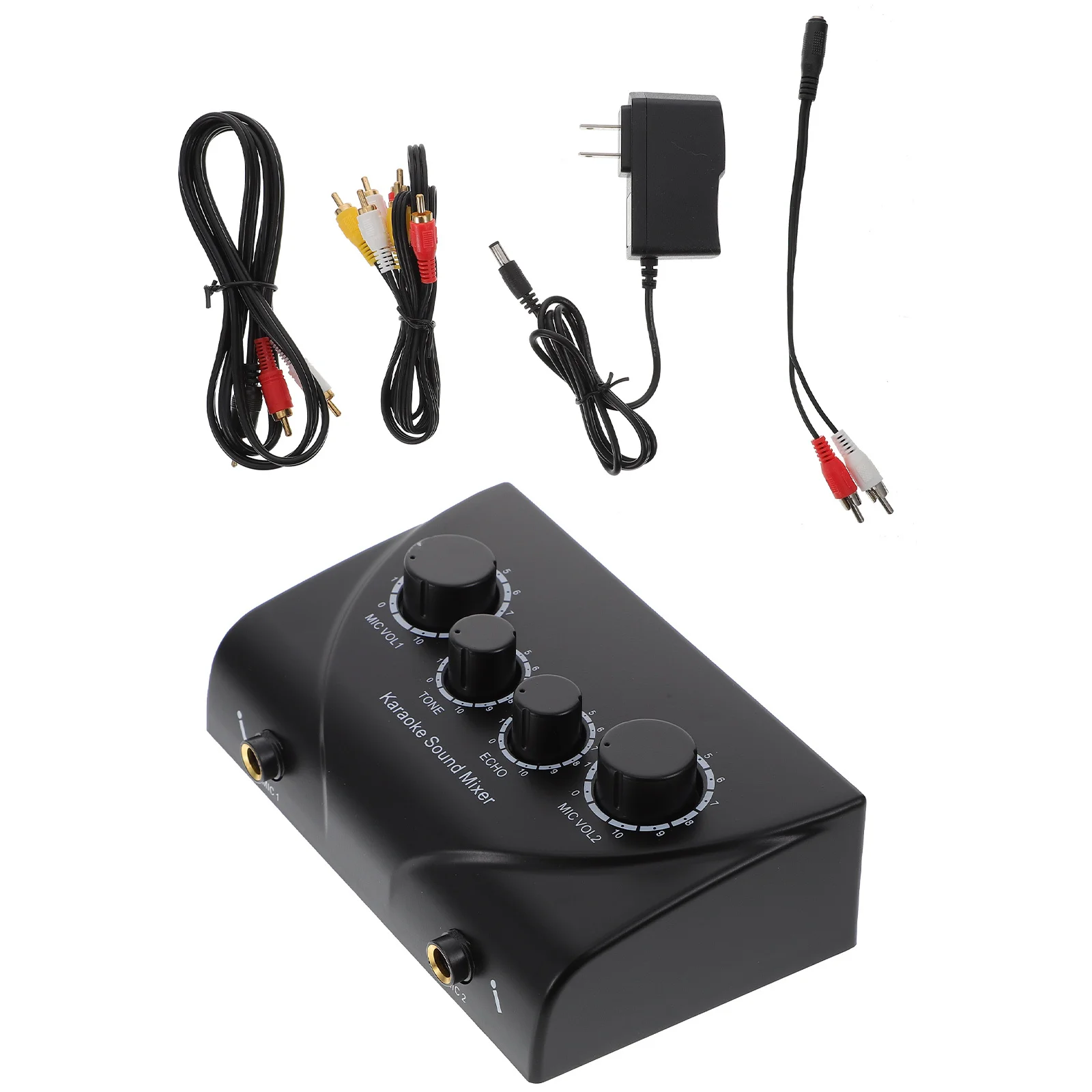 

1Set Professional Karaoke Audio Mixer ABS Dual Channel Ktv Stereo Line Mixer Low Noise Sound System for Stage Party Ktv