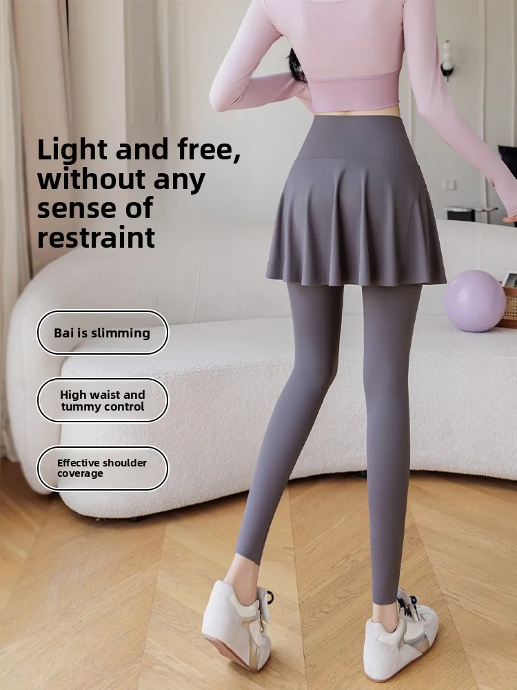 Pantalones de yoga para mujer, cintura alta, nueve puntos, fitn, correr, pantalones de piel de arca, kets falsos, deportivos Bot de dos piezas