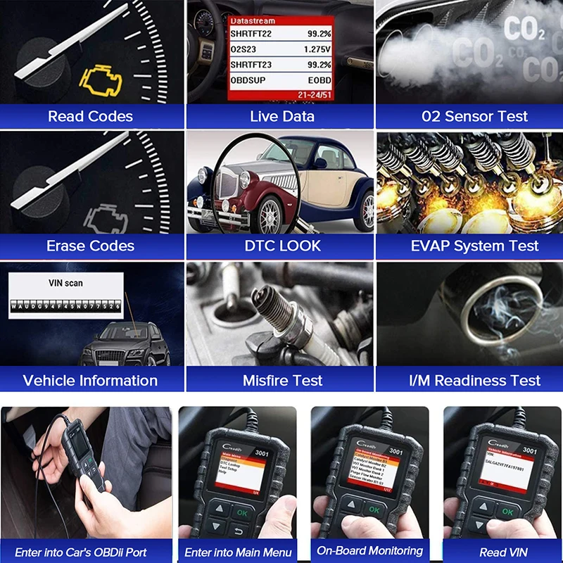 LAUNCH X431 CR3001 Code Reader Car OBD2/EOBD Scanner Diagnostic Tool Professional Engine System Diagnostic Tool view 3