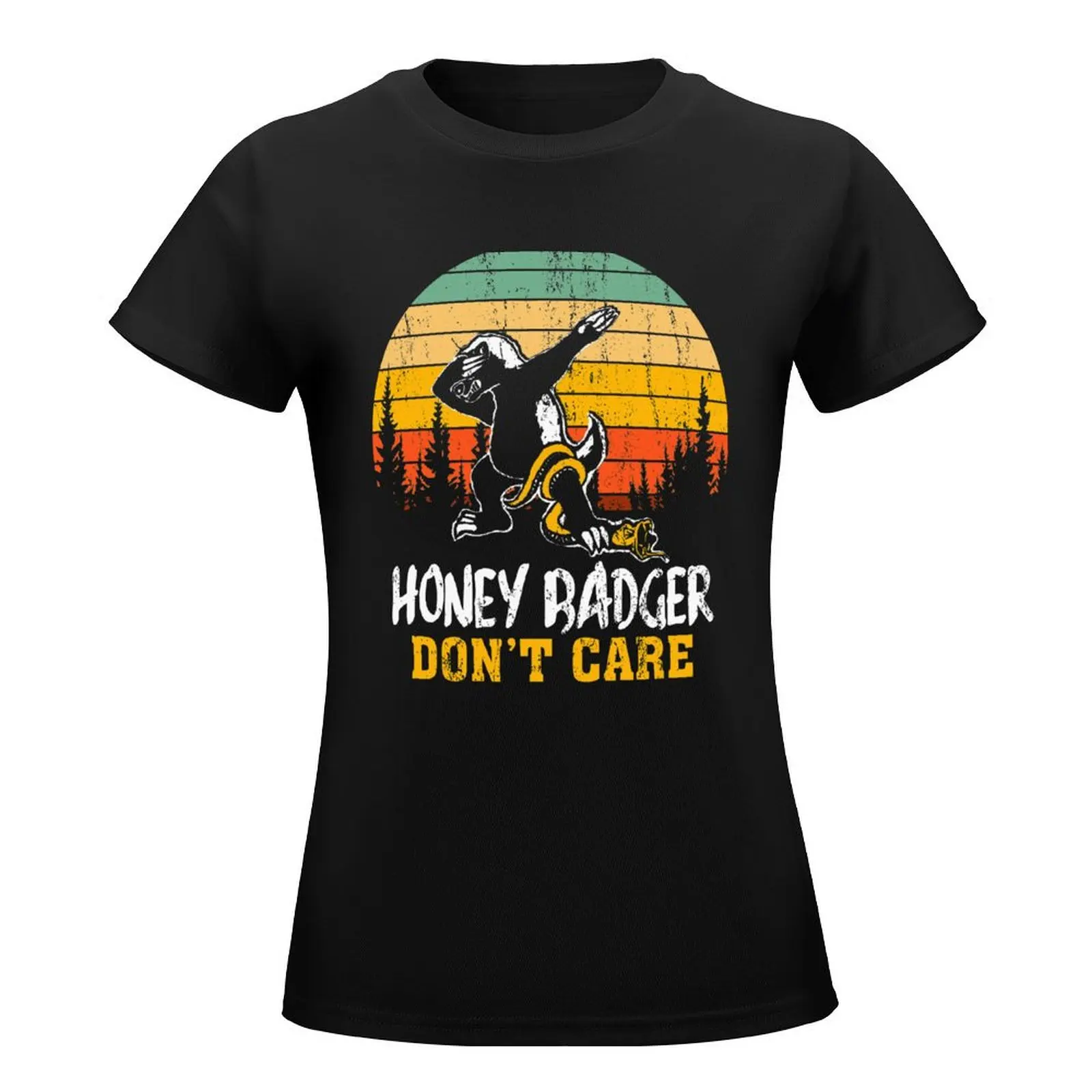 Honey Badger Dont Care Vintage Sunset Dabbing Wild Animal eat Snake T-Shirt summer tops korean fashion plain t shirts for Women