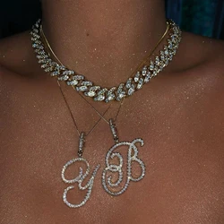 Women Stainless Steel Chain with CZ Letter Pendant Necklaces Personalized Initial Letter Name Necklaces Fashion Jewelry Gift