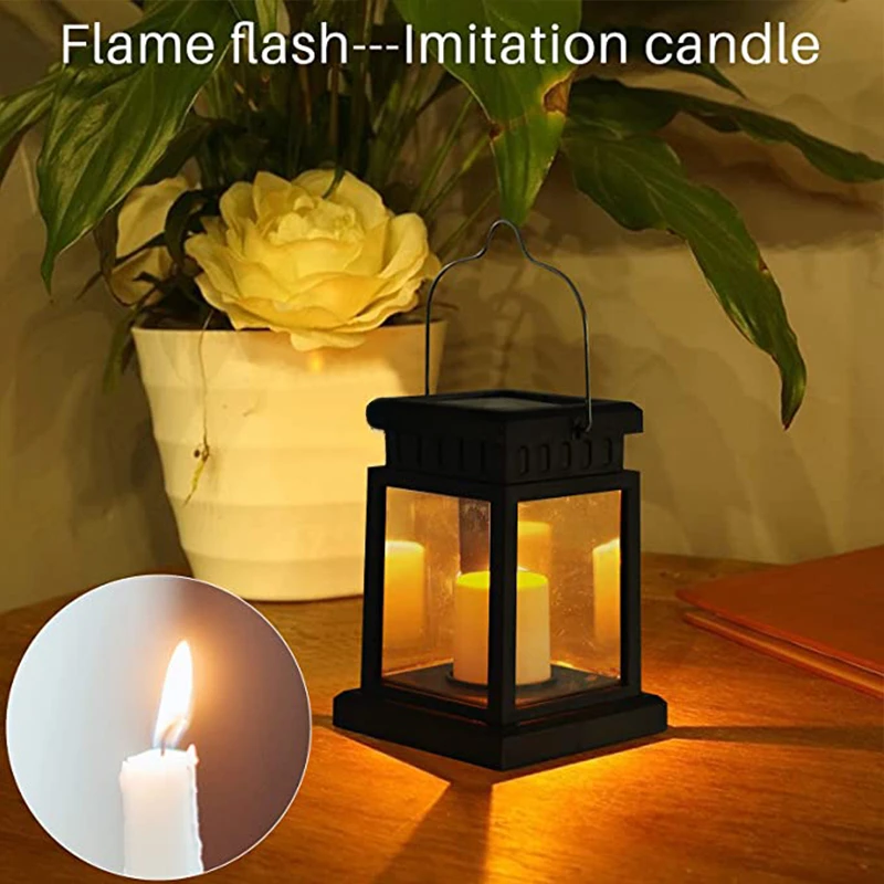 Outdoor Solar Lights Waterproof LED Retro Flickering Lantern Candle Bright Pathway Decoration for Garden Yard