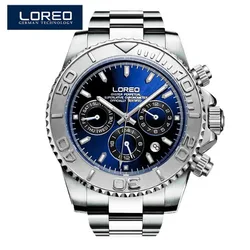 LOREO Top Brand Watch Men Steel Business Date Waterproof 200m Luminous Watches Mens Luxury Sport Automatic Mechanical Watch