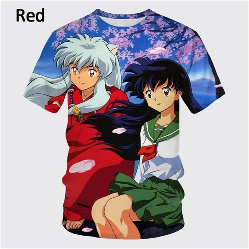

2025 Summer New Fashion Unisex Shirt Short Sleeve Anime Inuyasha 3D Printing Men's Printed T-shirt Round Neck Tops Clothing