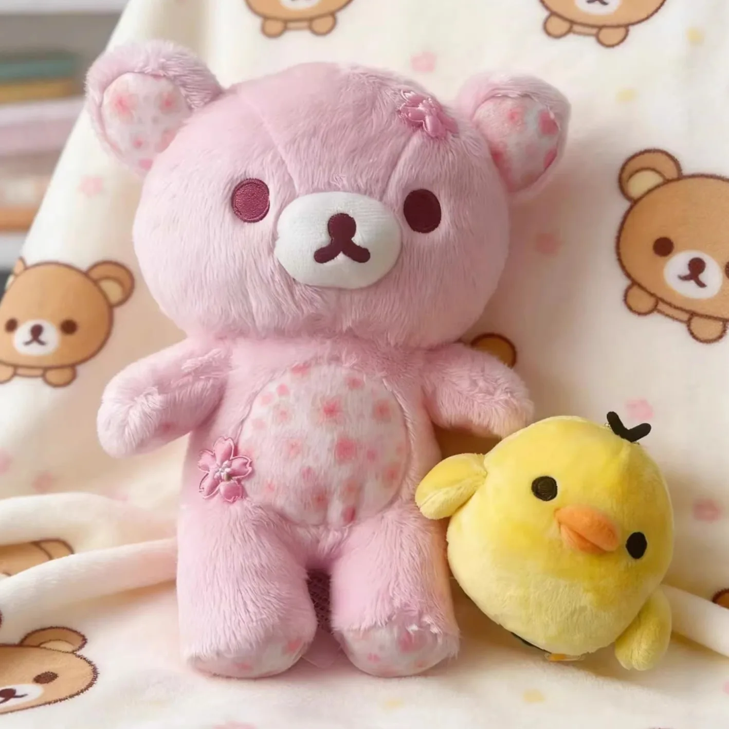 

Rilakkuma Sakura Floral Bear Plush Toy Soft Stuffed Cuddly Sleeping Hug Pillow Home Decoration Birthday Gift For Adult Women