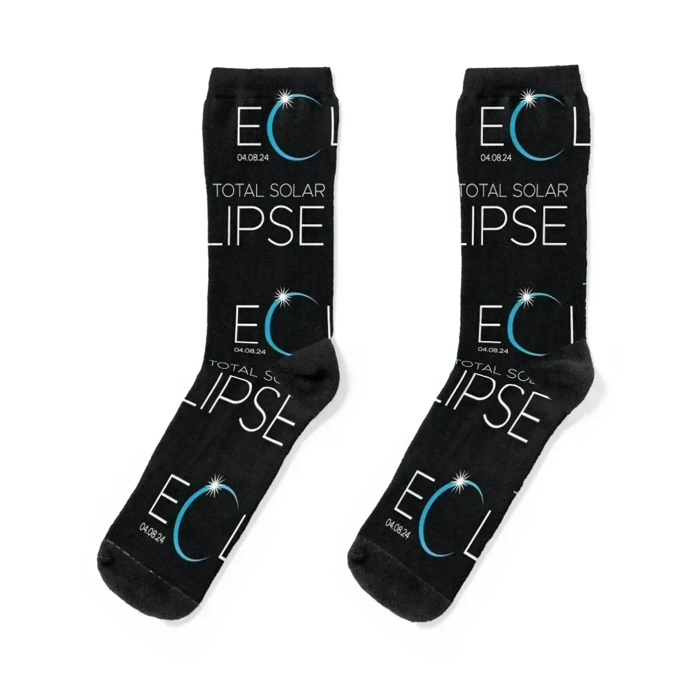Total Solar Eclipse 2024 Astronomy Lovers Socks Rugby Stockings aesthetic Thermal man winter Man Socks Women's
