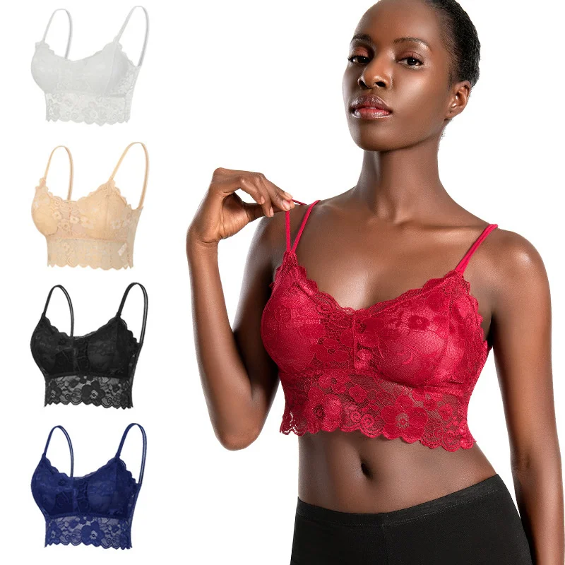 

2022 new women's plus-size no underwire gathering comfortable bra cover simple natural lace anti-exposing breast wrap bra