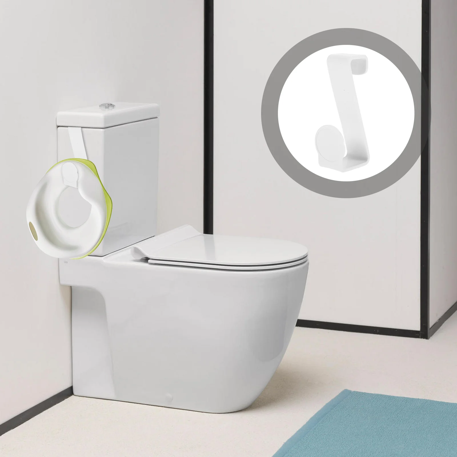 

3Pcs Potty Hook Plastic Hanging Hooks No Punch Multifunctional Toilet Seat Hook Bathroom Organizer Plastic Hanging Hooks