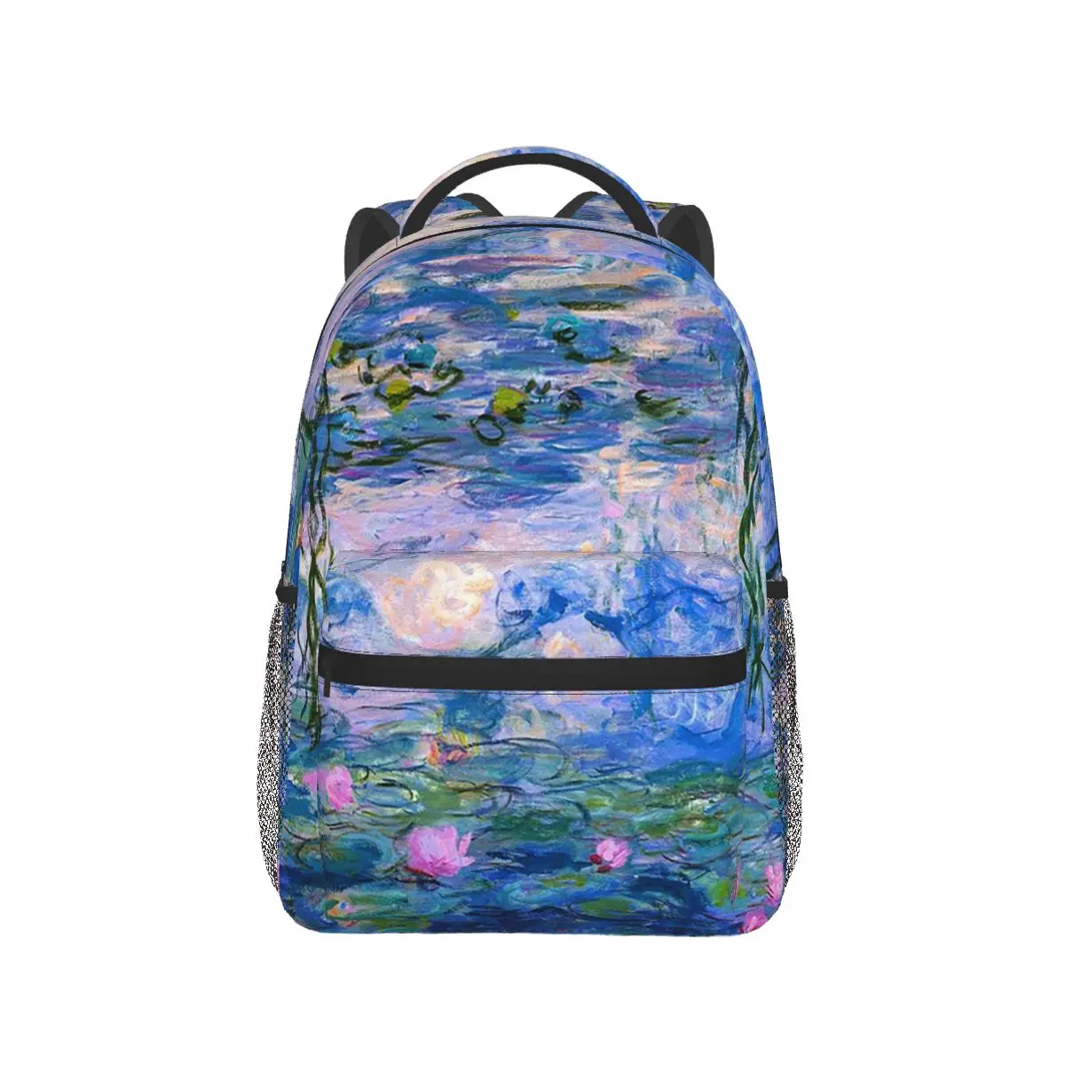 

Impressionist Water Lily Dark Blue Backpack Hot Sale Daypack Large Capacity Boys Girls BookBag School Bag Shoulder Bags