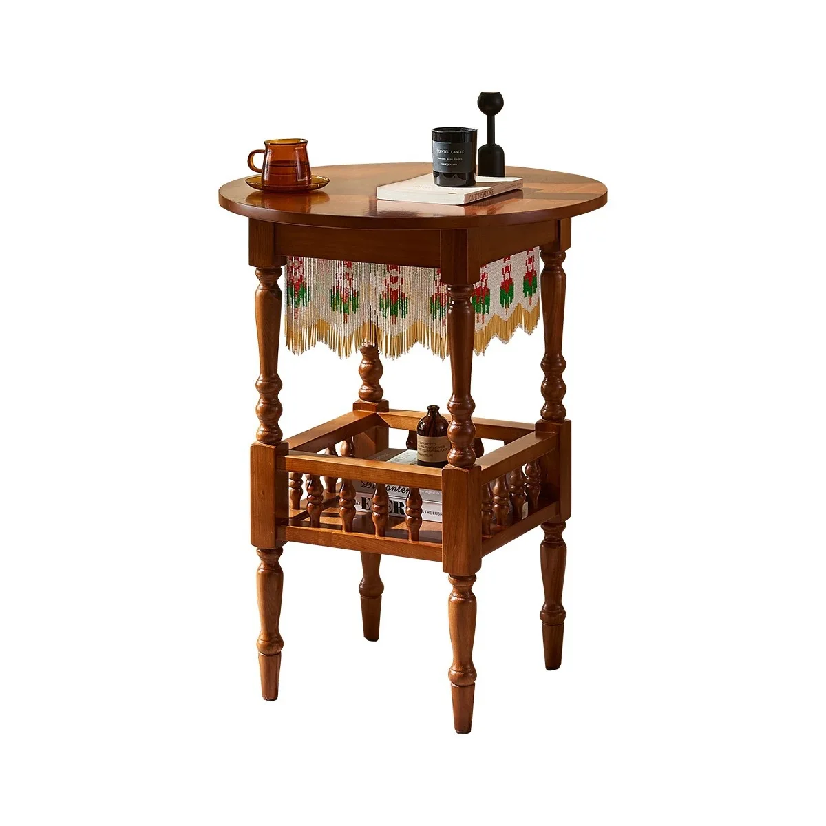 French retro side table high artistic sofa side cabinet household guest small coffee table creative bedroom bedside table