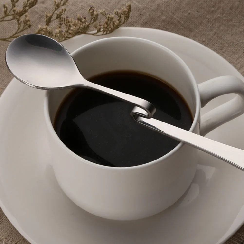 

4pcs Coffee Spoon Stainless Steel Curved Handle Mixing Spoons for Tea Dessert Yogurt Honey Stirring Reusable Hotel Home Use