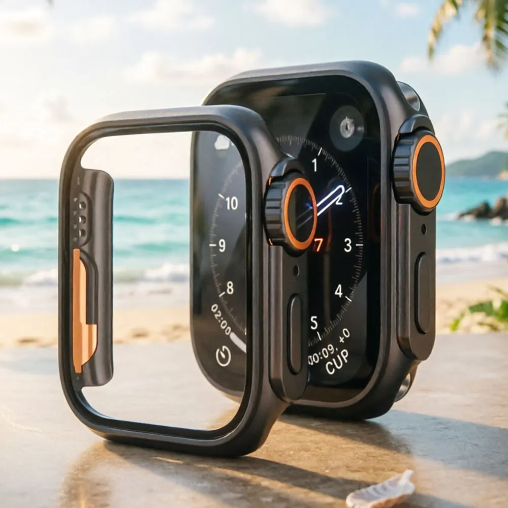 Glass+Case for Apple Watch 44mm 45mm 41mm 40mm 42mm 38mm Screen Protector Cover Change Ultra Bumper iWatch Series 11 10 9 8 7 SE
