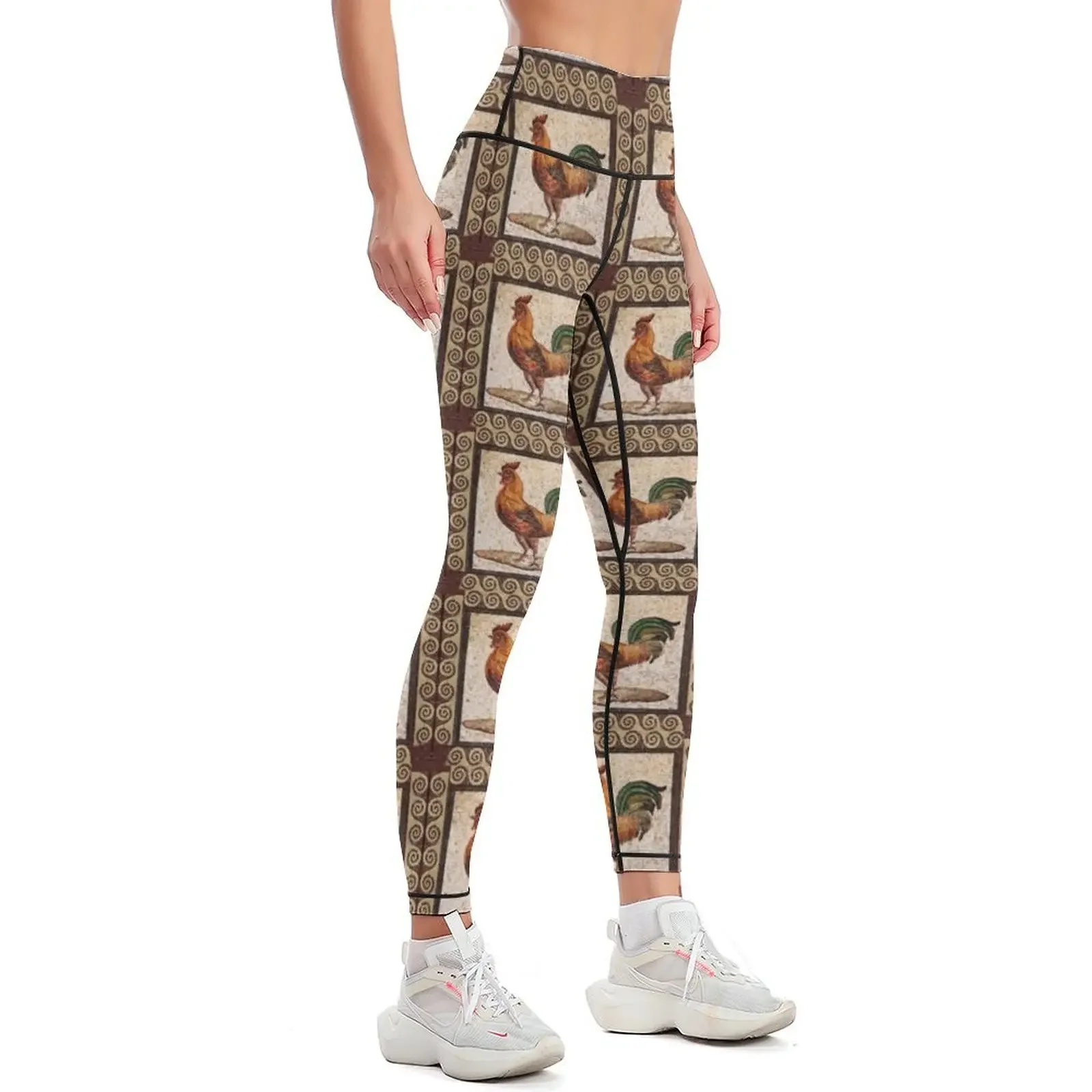 ANTIQUE ROMAN MOSAICS , ROOSTER Leggings gym's sportswear Women's trousers Women sportwear Womens Leggings