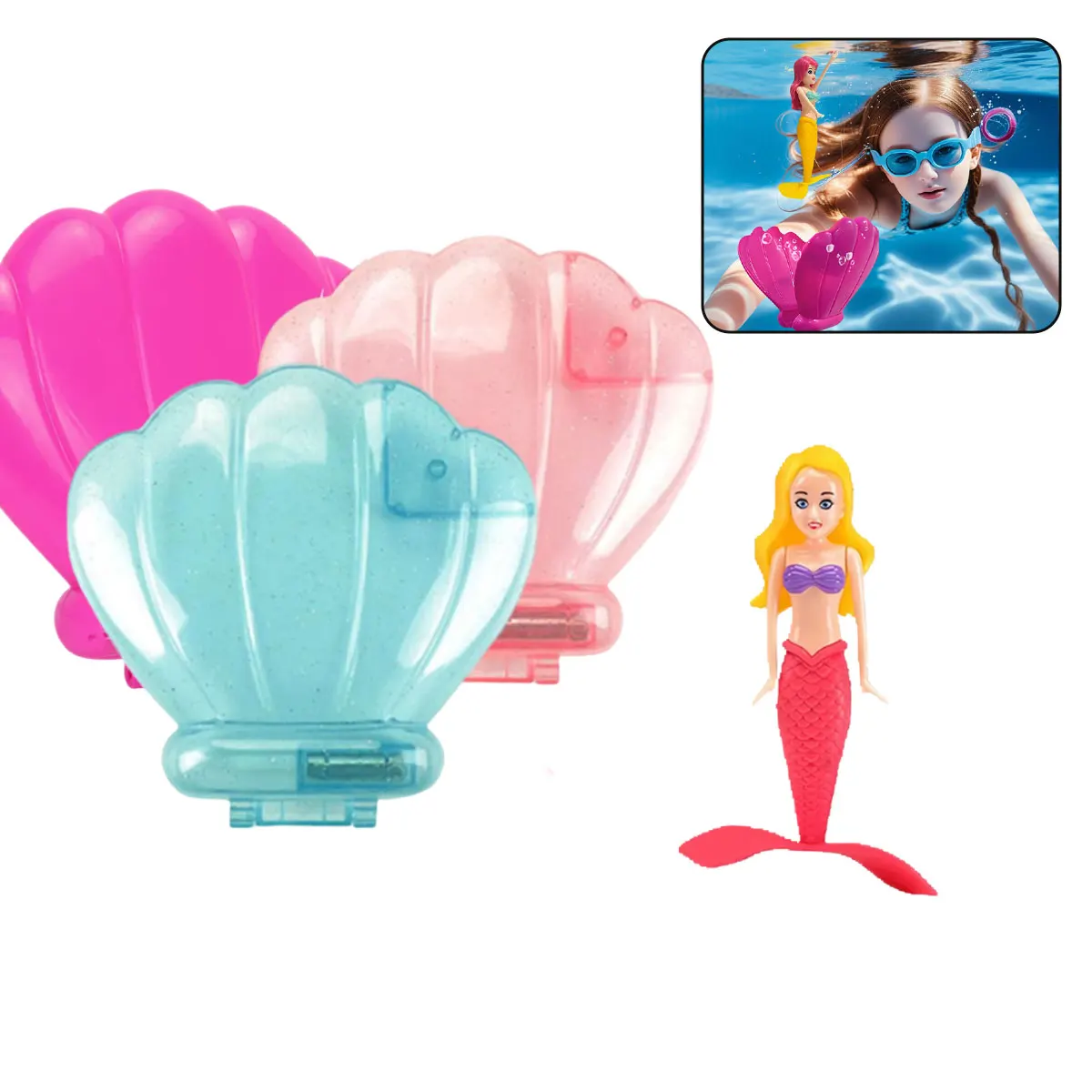 Mermaid Bath Toys With/No Shell Floats Children Play Water Toys in Summer Swimming Pool Adult Float Game Gift