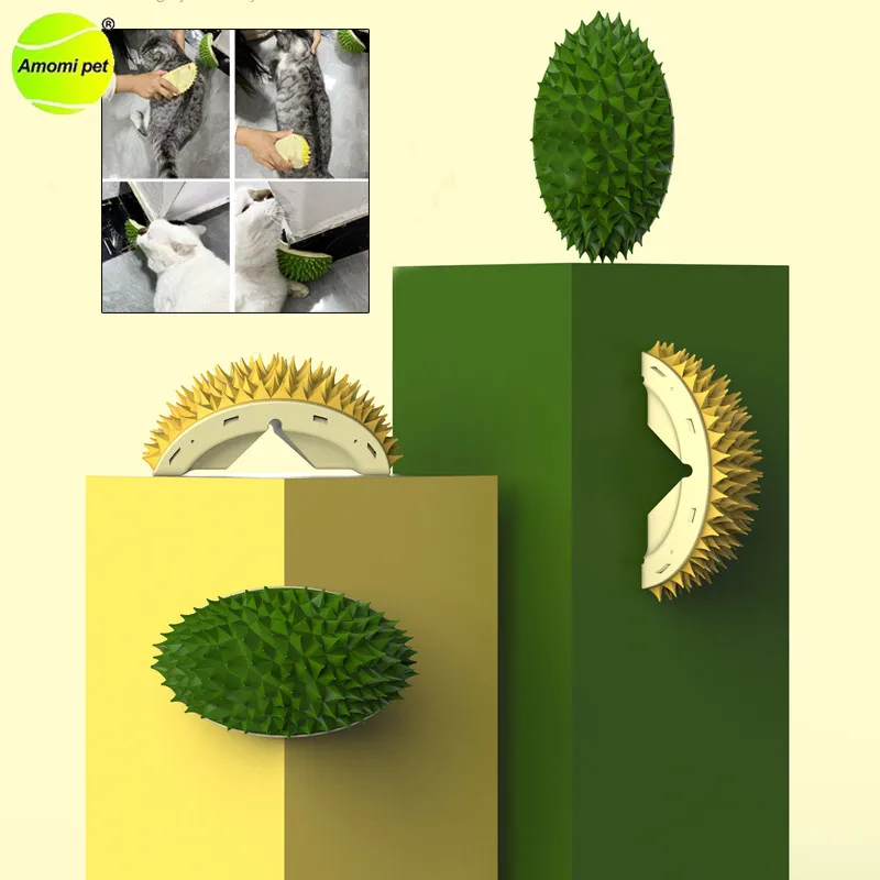 

Cat Self Groomer Comb Wall Corner Massage Cat Combs with Catnip Durian Shape Pet Cat Floating Fur Grooming Comb Supplies