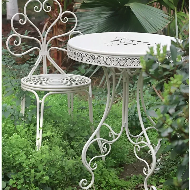 European Iron Outdoor Table, Lace Design, Small Coffee Table, Courtyard, Balcony, Terrace, Garden Furniture, Home Decoration