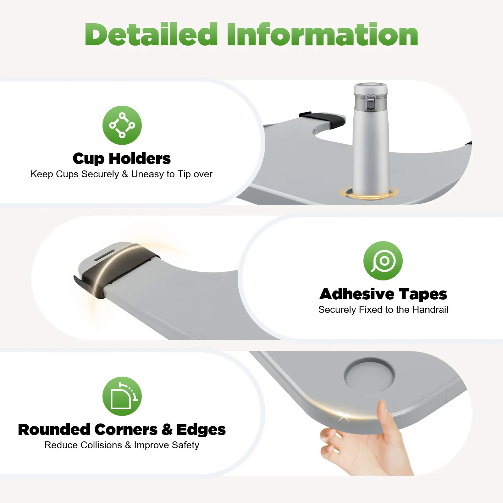 طاولة صينية لاب كرسي متحرك قابلة للإزالة مع حاملين أكواب تناسب المعاقين القراءة تناول الطعام متينة قابلة للفصل كرسي متحرك صينية اللفة