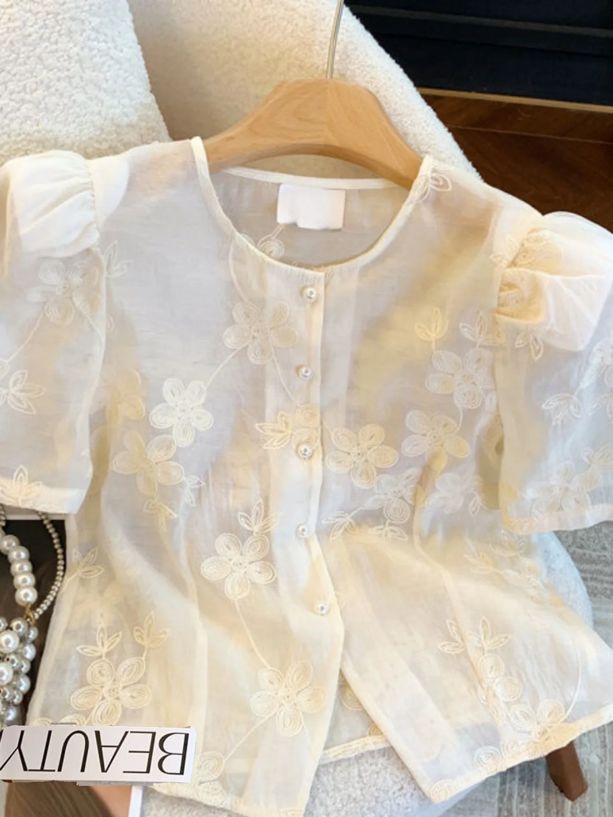 

Ele ort Sve Кружева с вышивкой Лето Новый китайский национальный сле irt Faionable Top Small Fraance Sle irt