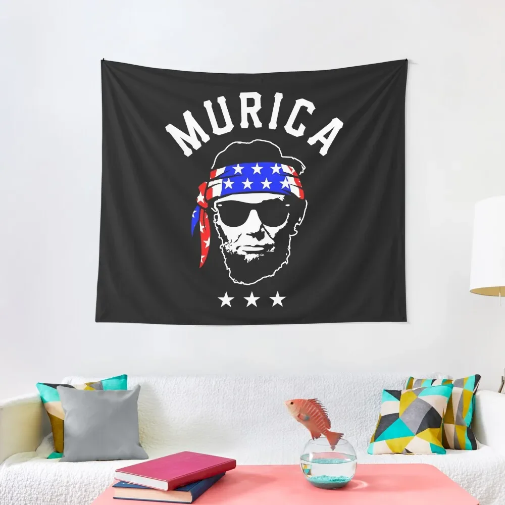 

Murica Funny Abe Lincoln USA Bandana 4th of July America Tapestry Mushroom Aesthetic Room Decor Tapestry