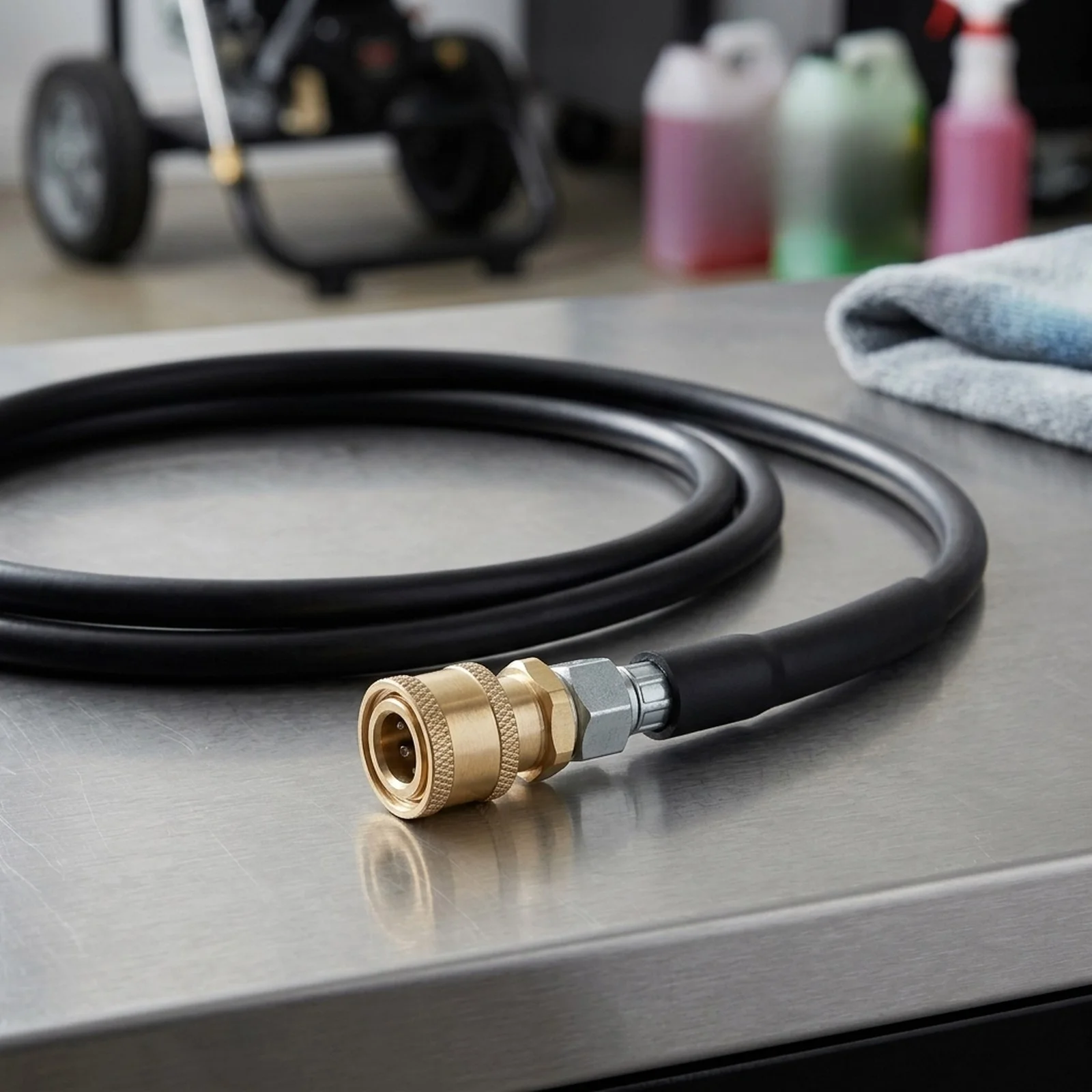 High-Pressure Cleaner Water Hose with 1/4 Inch Male Head for Integration into Car Wash Stations and Outdoor Cleaning Setups