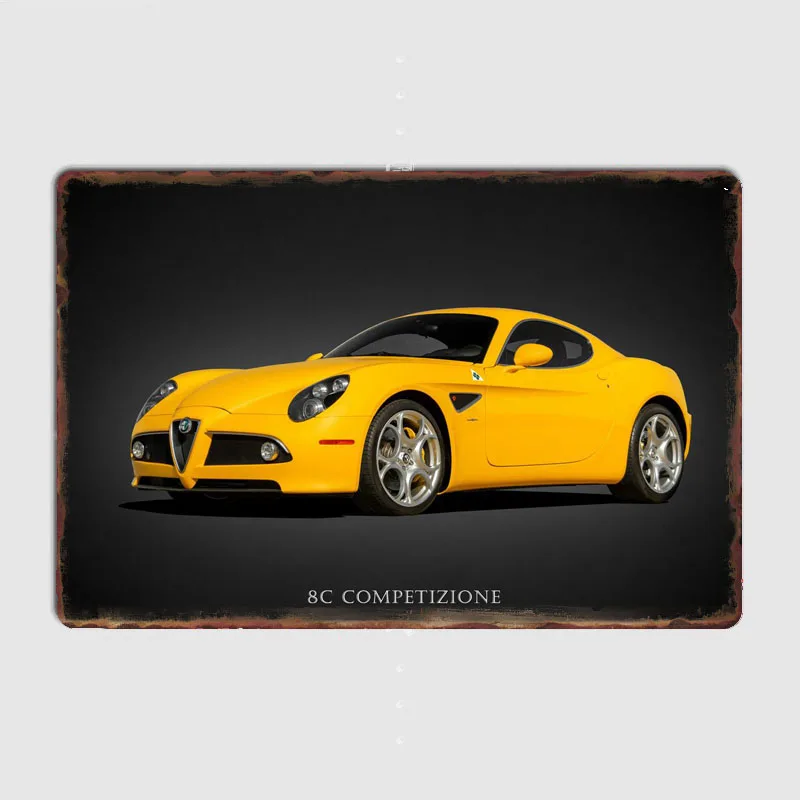 Powered by a V8 engine the 8C Competizione Classics Car Metal Plaque Poster Club Home Bedroom Tin Sign Room Decor Wall Decor