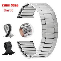 Stainless Steel Bracelet 22mm Elastic Strap Metal Expansion Watch Band Universal Men Women Wristband Replacement Accessories