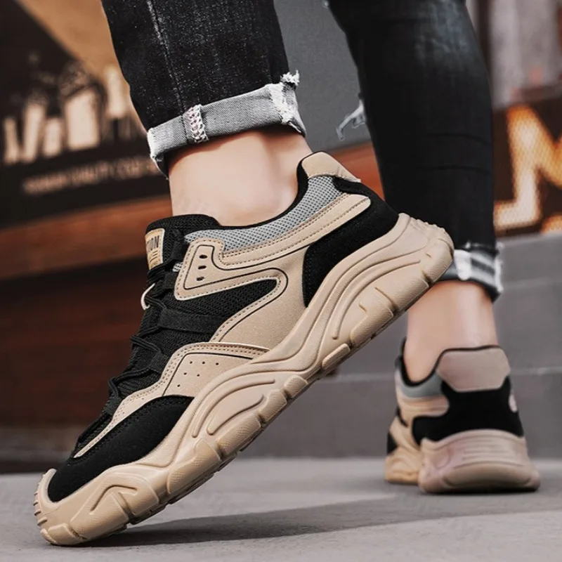 

Мужская модная трендовая повседневная обувь с низким берцем на толстой подошве, осень 2023, дышащие универсальные удобные нескользящие кроссовки на платформе с сеткой