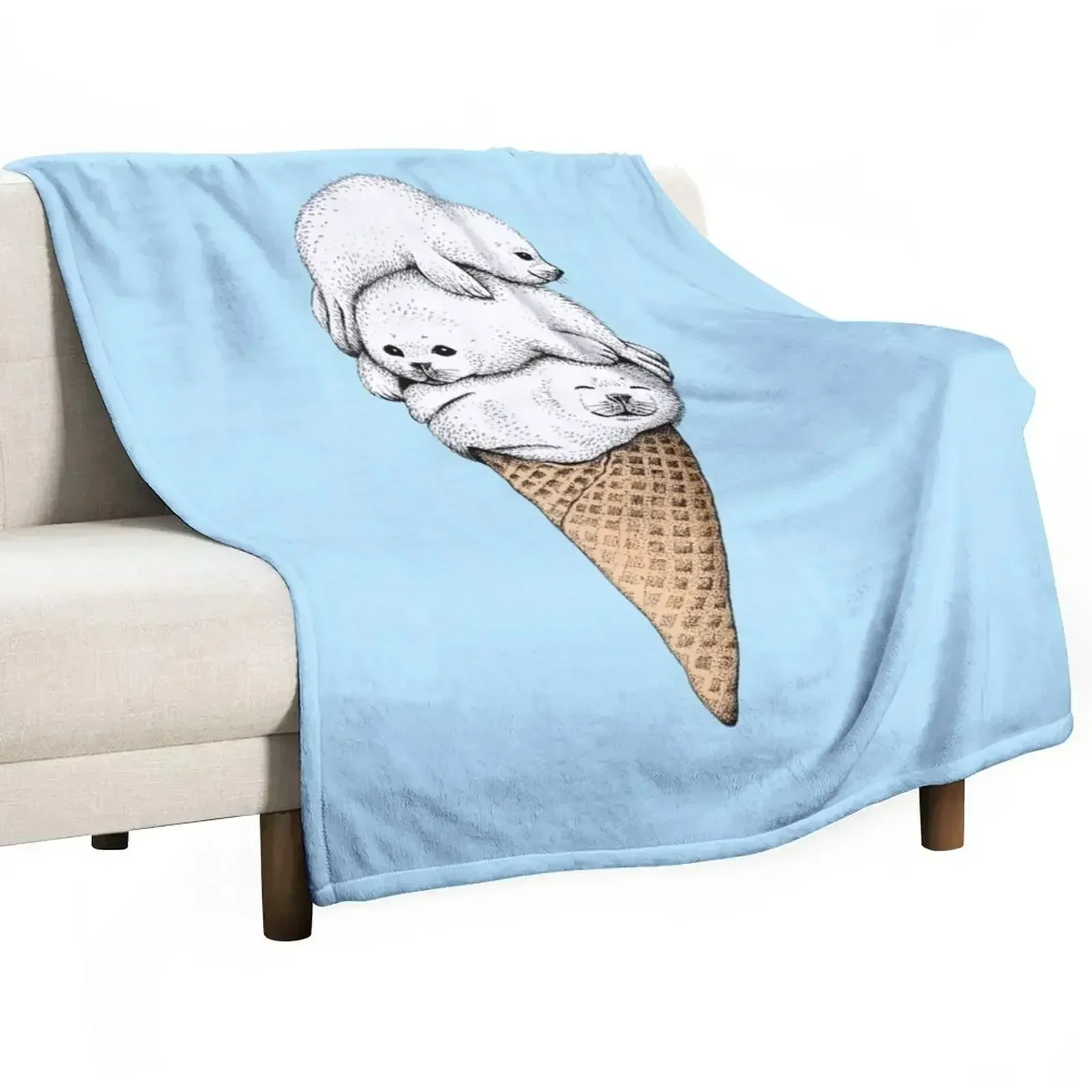 

Seal Ice Cream Cone Throw Blanket Luxury Thicken For Decorative Sofa Quilt Blankets