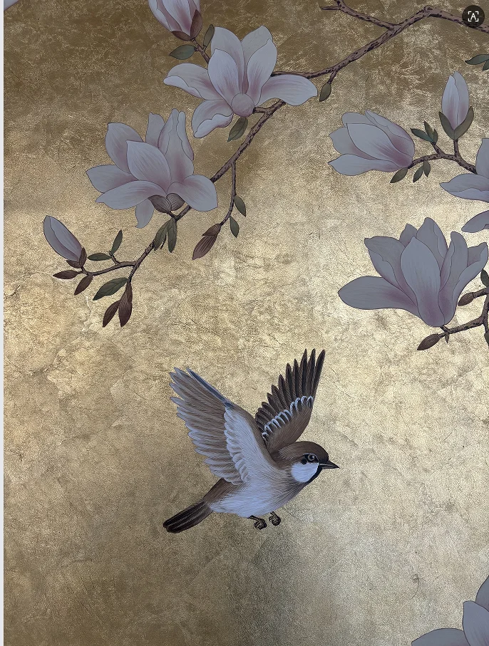 Customized HAND-MADE Wallpapers Hand-Painted Magnolia for Bedroom/Living/Study/Dining Room/Porch/Sofa/TV wall Papel Pintado