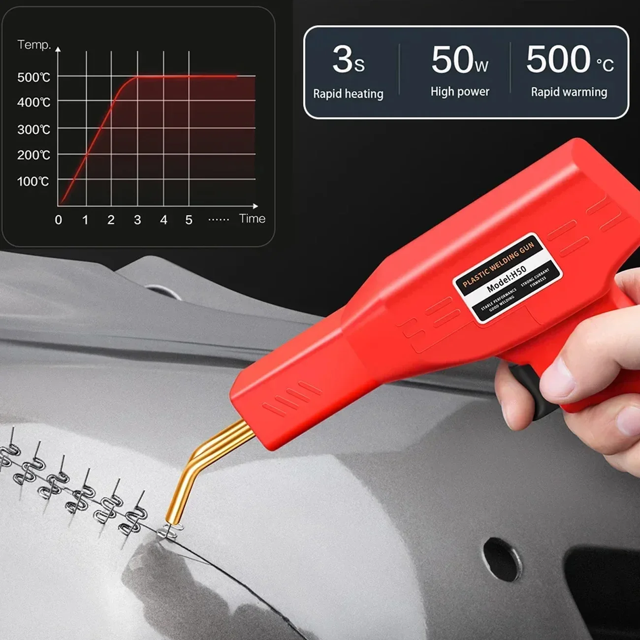 طقم لحام بلاستيكي طقم لحام إصلاح دباسة ساخنة لشقق مصد السيارة وقوارب الكاياك والألعاب البلاستيكية