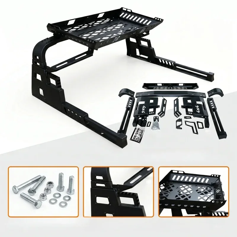 High Quality Heavy Duty Wear-resistant Carbon Steel Pickup Truck Roll Bar, Universal Roof Basket Cargo Rack Offroad Styling Acce