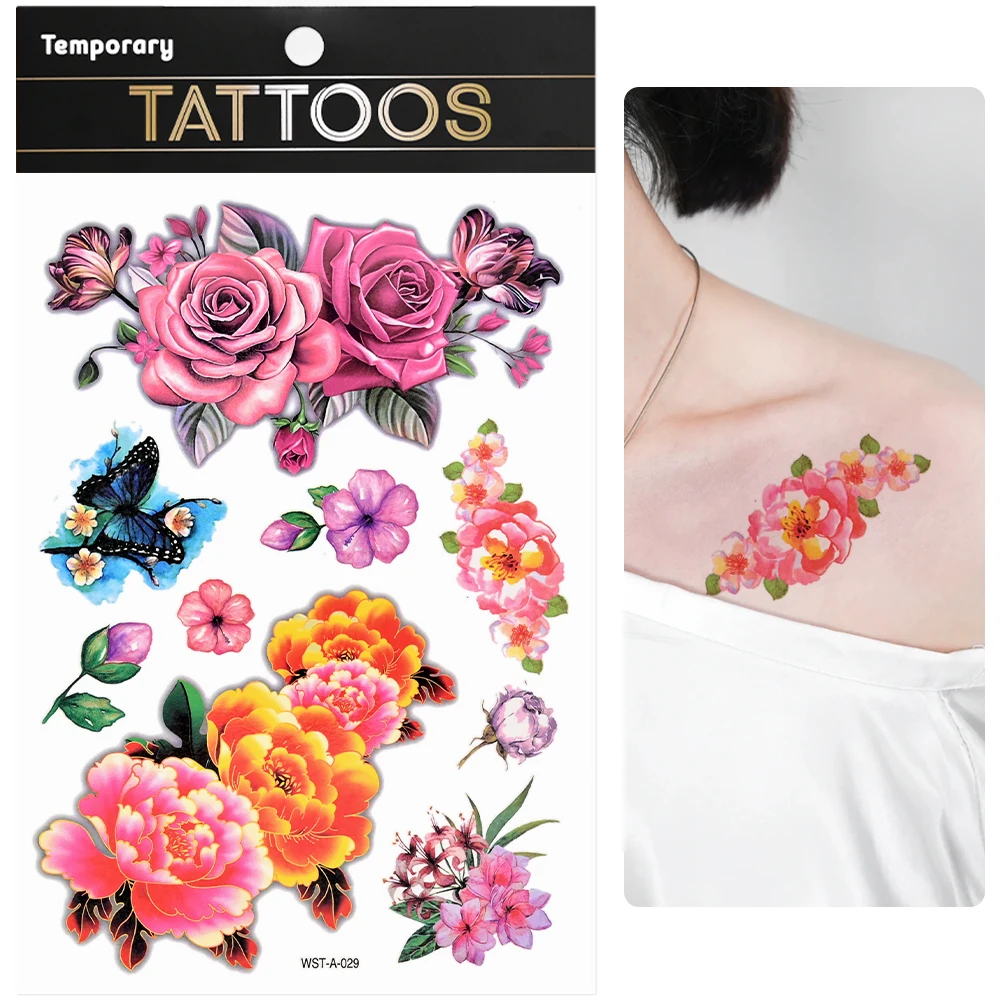 New Waterproof Temporary Tattoos Sticker Colourful Black Scorpion Butterfly Wolf  Transfer FakeTattoo Sticker Body Arm Men Women