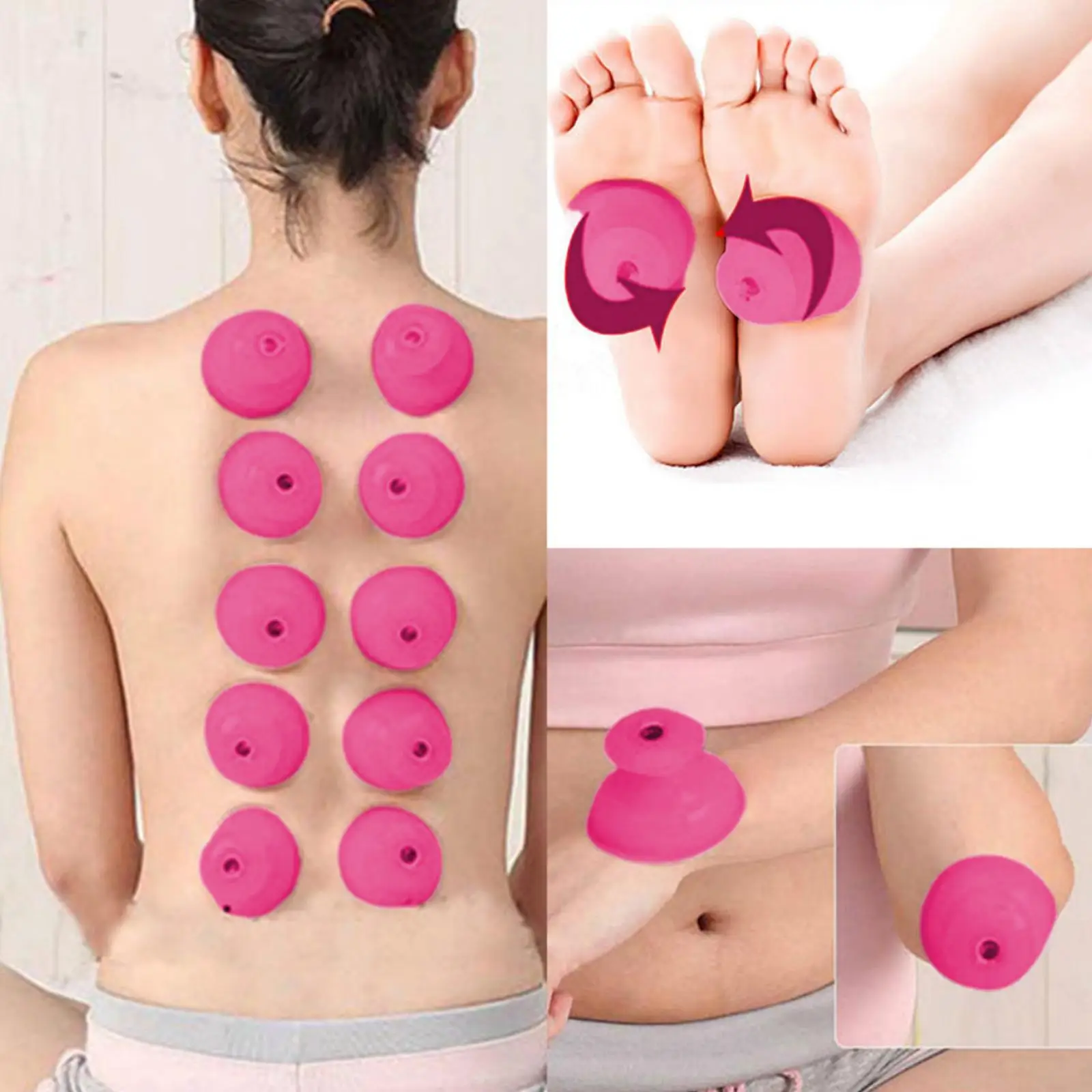 Biomagnetic Chinese Cupping Therapy Silicone Vacuum Cup Pain Relief Body Massager Suction Jar for Home or Spa Use