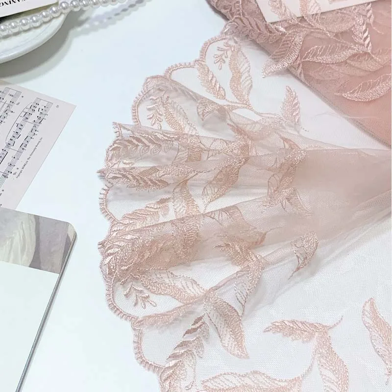 2meters Embroidered Lace Trim Tulle Mesh Bra Lingerie Underwear Wedding Dress Decor Garment Sewing Trimmings