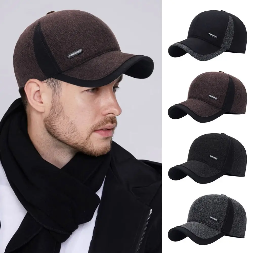 Outdoor With Earflaps Thicker Baseball Cap Ear Protection Windproof Dad Caps Warm Adjustable Earmuffs Cap for Men