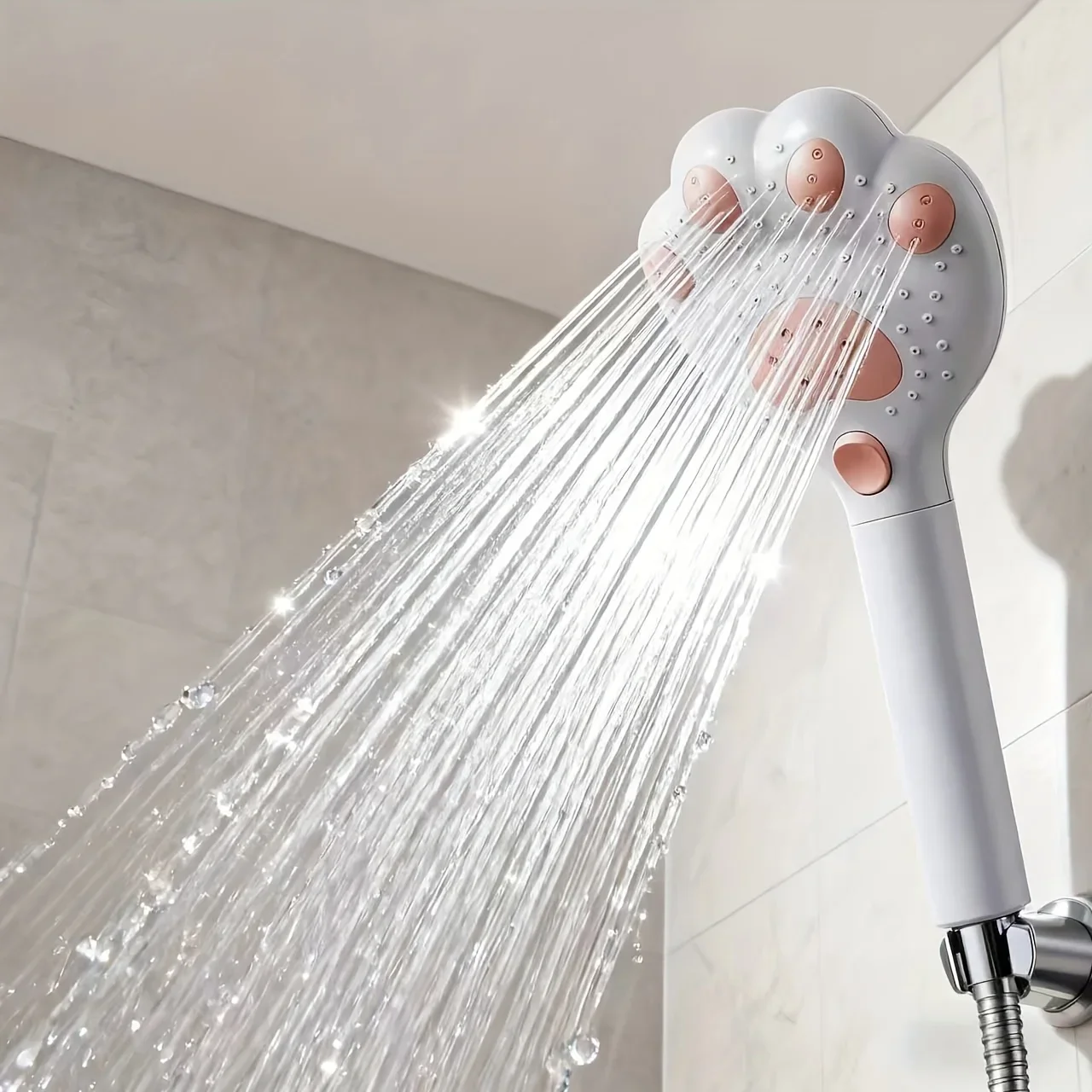High Pressure Filter Shower Head Cute Cat Paw 3-mode Adjustable Spray Rain Water Saving Faucet Showerheads Bathroom Accessories