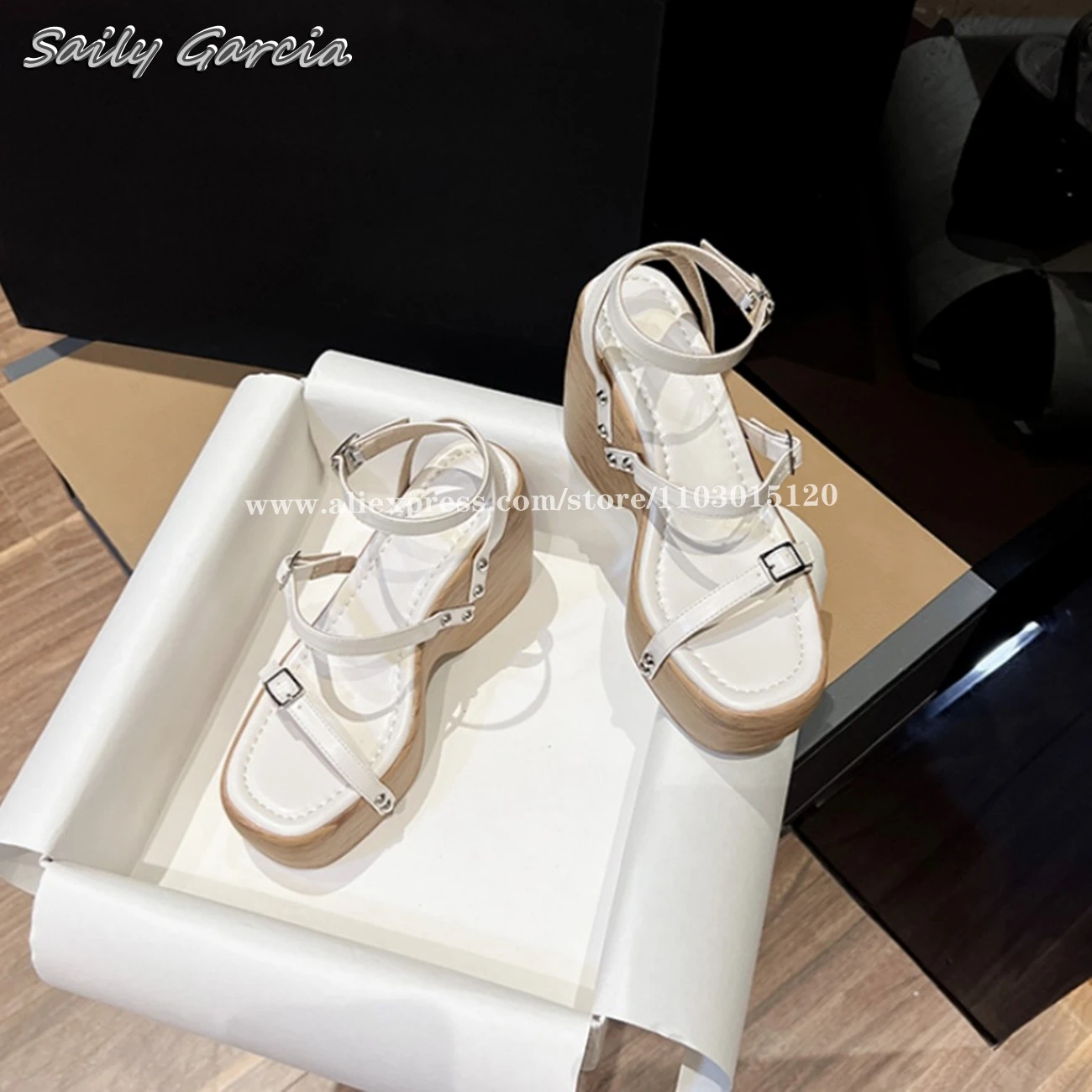 Solid One Word Belt Buckle Strap Thick Sole Sexy Sandals 2024 Summer New Shallow Casual Shoes Open Toe Platform All-Match Shoes