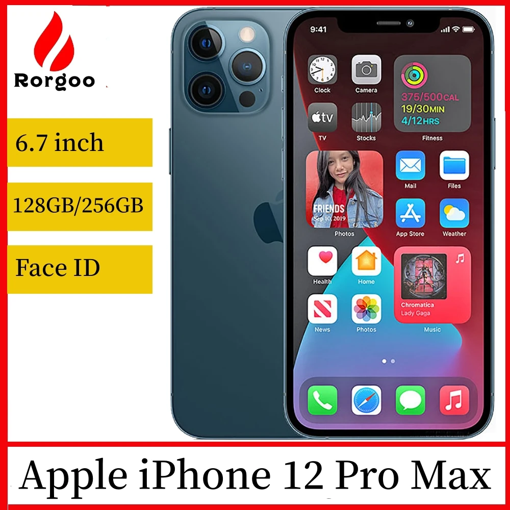 هاتف Apple iPhone 12 Pro Max 128GB 256GB 512GB ROM 6.7 بوصة Retina OLED 6GB A14 Face ID NFC غير مقفول 5G 12pro max هاتف محمول أصلي