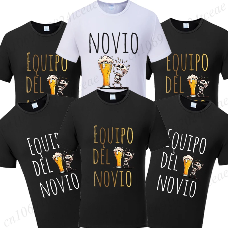 تي شيرت عيد الأب الإسباني Evg Team Groom Man بلايز رجالية واحدة وداع حفلة البكالوريوس تي شيرت جرافيك البيرة تي شيرت الزفاف #1