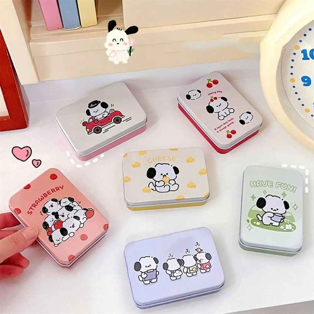 Rectangular Tinplate Box Cute Puppy Pattern Cartoon Small Box Decoration Mini Metal Candy Pill Tin Cases Jewelry