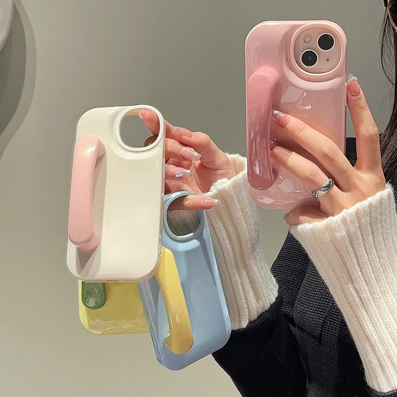 Creative Cute Door Handle Funny Case For iPhone 14 11 12 13 Pro Max Japan Korea Girl Soft Silicone Back Phone Cover Friend Capa