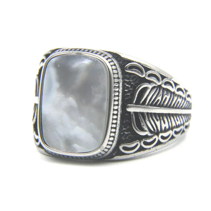 Clear Stone Zircon Feather Ring Stainless Steel Retro Punk Style God Eye Squid Ring