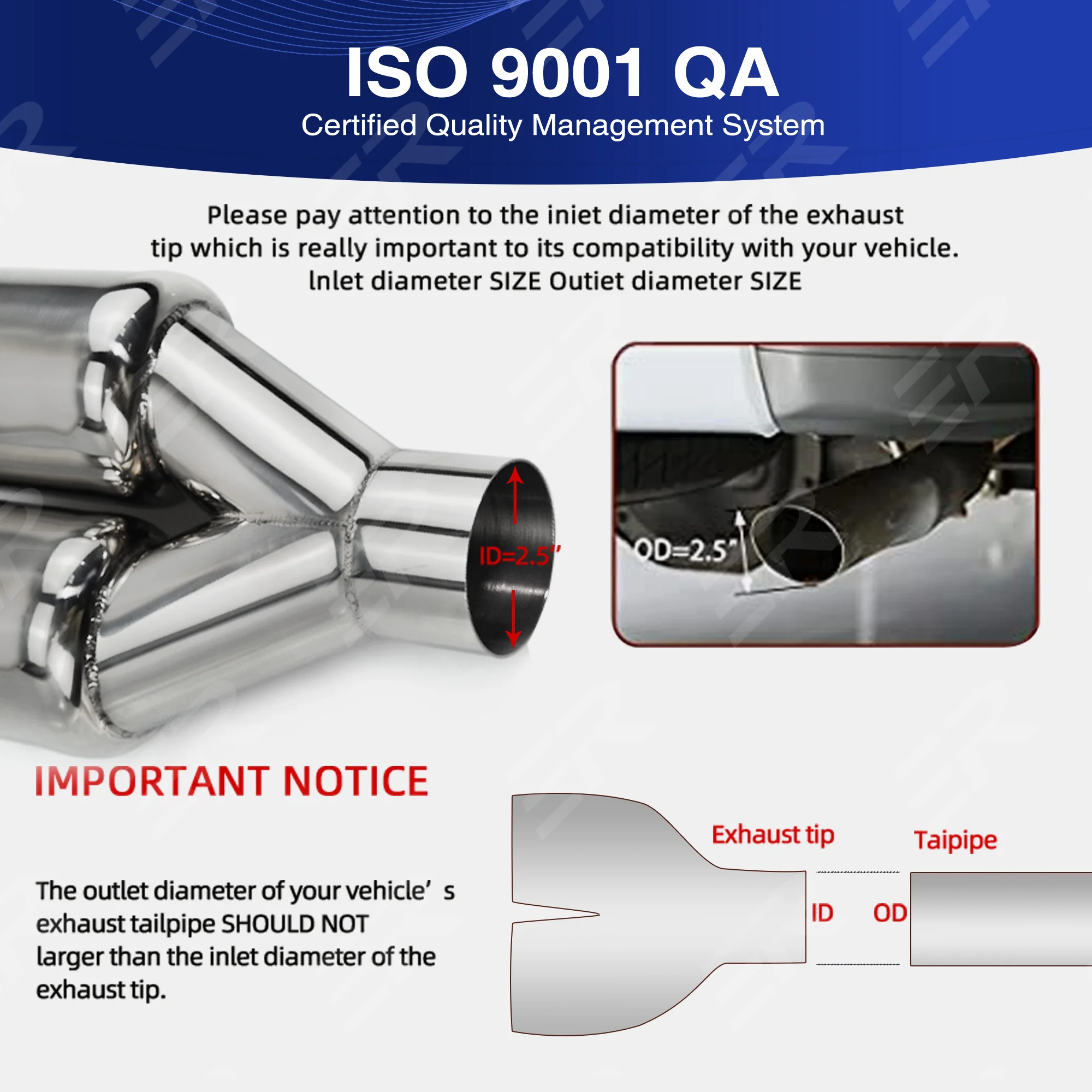 ER Exhaust tips stainless Dual Exhaust System Upgrade car Muffler tailpipe double Nozzle Modify