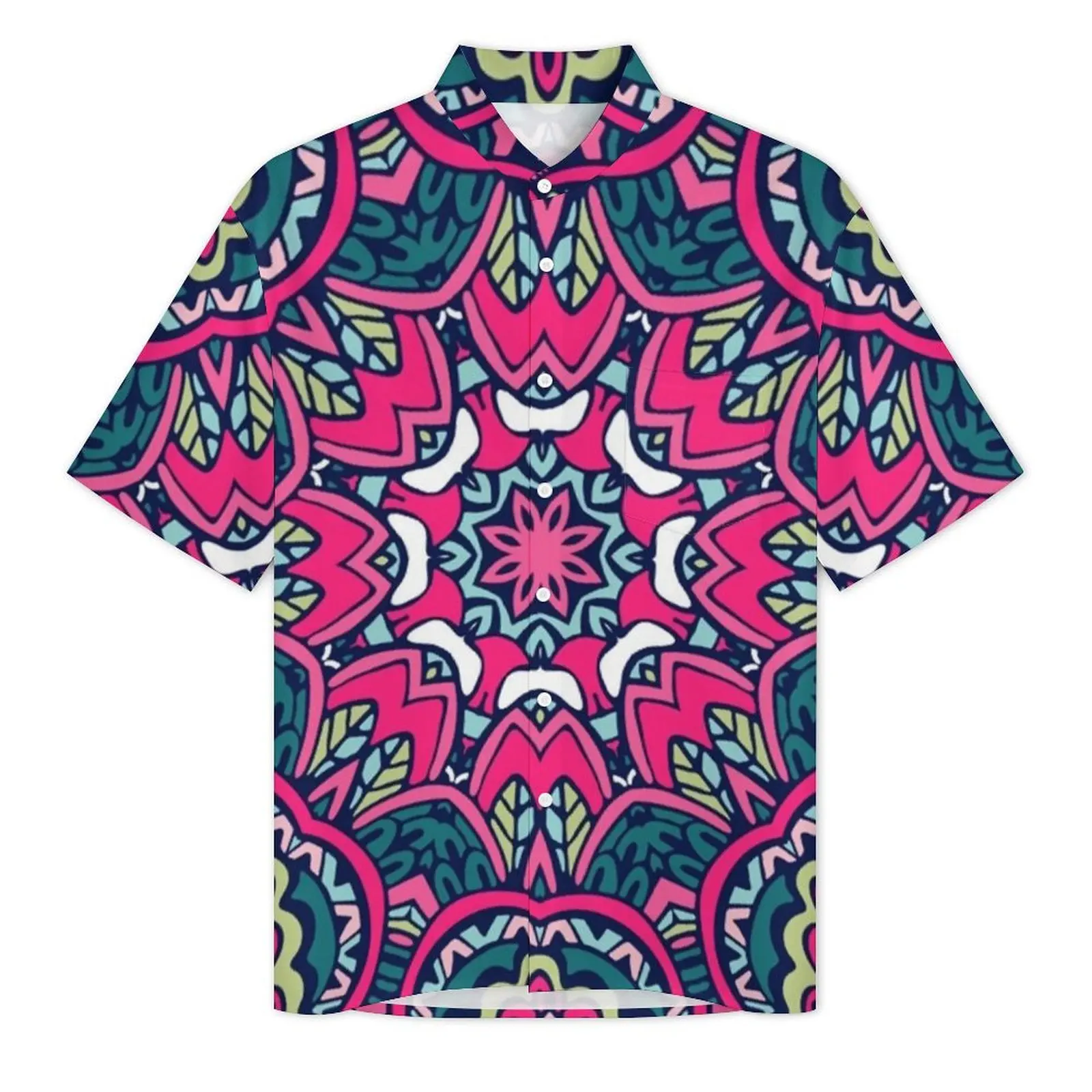 Colorful Bohemia Print Vacation Shirt Mandala Flower Hawaii Casual Shirts Mens Vintage Blouses Short Sleeve Breathable Clothing