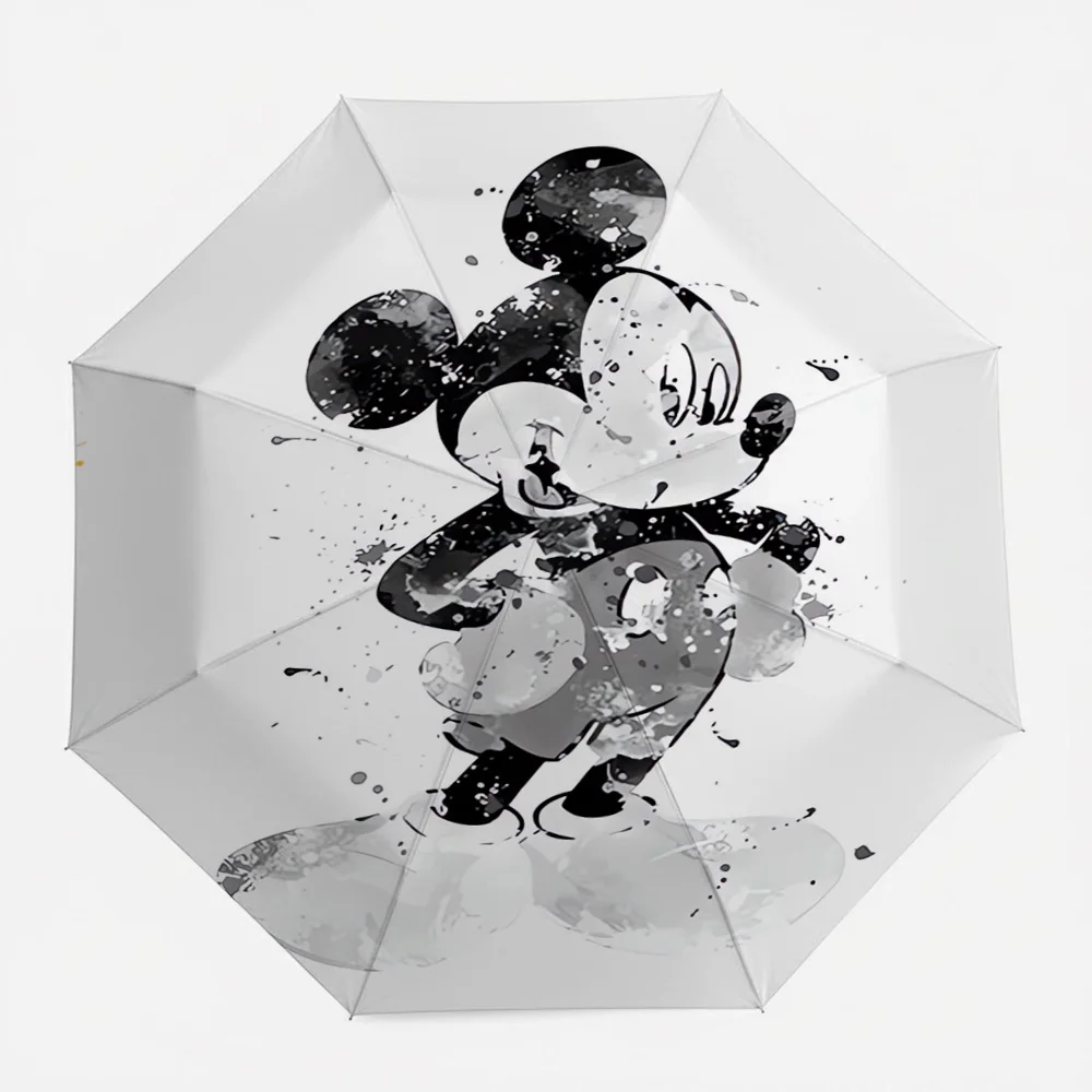 

Disney Mickey Mouse Black & White Splash Art Print Automatic Folding Umbrella, Portable Windproof Travel Umbrella with Monochrom