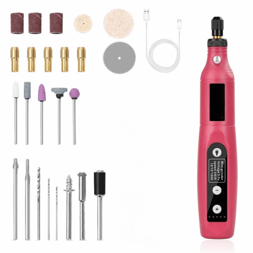 Cordless Mini Wireless Drill Digital Display 3.7V Power Mini Rotary Tool 5-Speed Adjustable Handheld Mini Engraving Machine