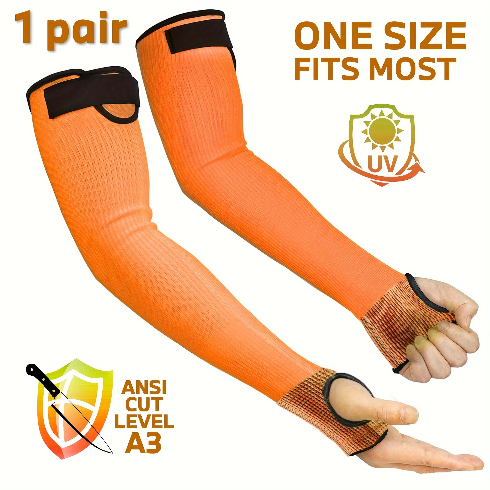 Cut Resistant Sleeves ，Men Women, Orange High Risk Arm Protection Sleeves for Thin Skin, Gardening  for Farming, Protective Arms