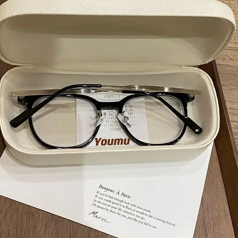 0 ~ -6,0 Myopiebrille Blaulichtbeständige flache Brille Ovale Harzlinsen Herren Computer Optische Brillen Unisex – Detail 8