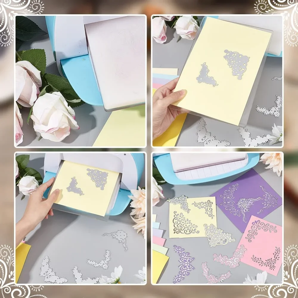 6 sztuk metalowe koronkowy narożnik wykrojniki Butterfly Die Cuts formy do DIY Scrapbooking dekoracja albumu zaproszenie ślubne co